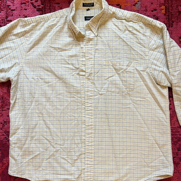 IZOD Men's Button-Down Shirt – Yellow Plaid - Picture 1 of 2